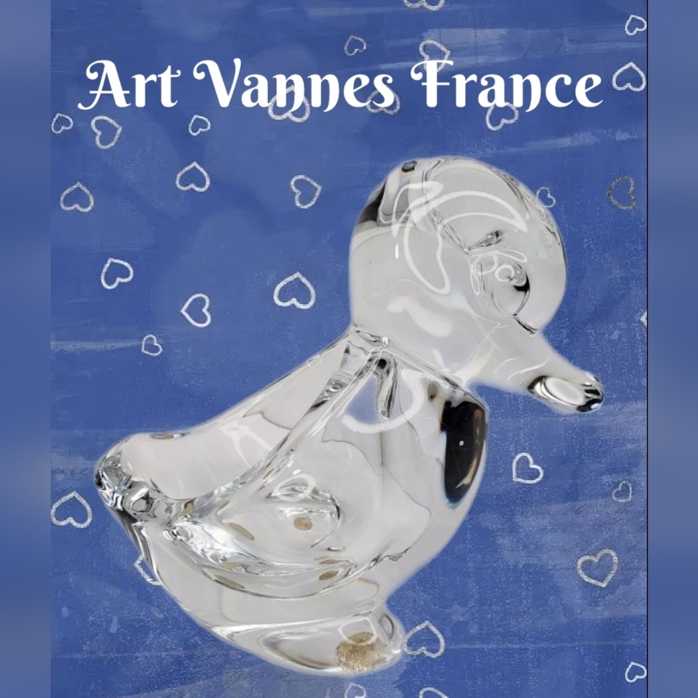 Art Vannes France Clear Crystal Duckling Trinket Holder Earrings Rings 4.5x4.5x3